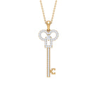 Key Pendant Necklace with Cubic Zirconia Zircon - ( AAAA ) - Quality - Rosec Jewels