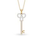 Key Pendant Necklace with Cubic Zirconia Zircon - ( AAAA ) - Quality - Rosec Jewels