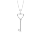 Cubic Zirconia Open Heart key Pendant Zircon - ( AAAA ) - Quality - Rosec Jewels