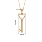 Cubic Zirconia Open Heart key Pendant Zircon - ( AAAA ) - Quality - Rosec Jewels