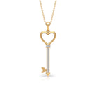 Cubic Zirconia Open Heart key Pendant Zircon - ( AAAA ) - Quality - Rosec Jewels