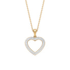 Round Cubic Zirconia Open Heart Pendant Zircon - ( AAAA ) - Quality - Rosec Jewels