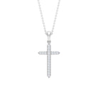 0.5 CT Certified Zircon Minimal Cross Pendant Necklace Zircon - ( AAAA ) - Quality - Rosec Jewels