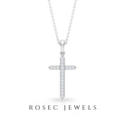 0.5 CT Certified Zircon Minimal Cross Pendant Necklace Zircon - ( AAAA ) - Quality - Rosec Jewels