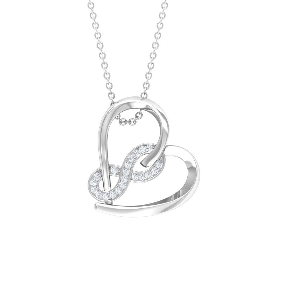 Zircon Interlock Infinity Heart Pendant Zircon - ( AAAA ) - Quality - Rosec Jewels