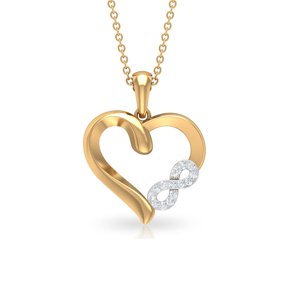 Cubic Zirconia Infinity Heart Pendant Necklace Zircon - ( AAAA ) - Quality - Rosec Jewels