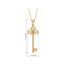 Cubic Zirconia Key Pendant Necklace Zircon - ( AAAA ) - Quality - Rosec Jewels