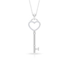 Heart Key Pendant Necklace with Cubic Zirconia Zircon - ( AAAA ) - Quality - Rosec Jewels