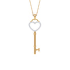 Heart Key Pendant Necklace with Cubic Zirconia Zircon - ( AAAA ) - Quality - Rosec Jewels