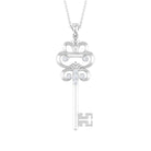 Vintage Inspired Cubic Zirconia Key Pendant Necklace Zircon - ( AAAA ) - Quality - Rosec Jewels