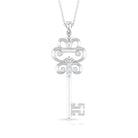 Vintage Inspired Cubic Zirconia Key Pendant Necklace Zircon - ( AAAA ) - Quality - Rosec Jewels