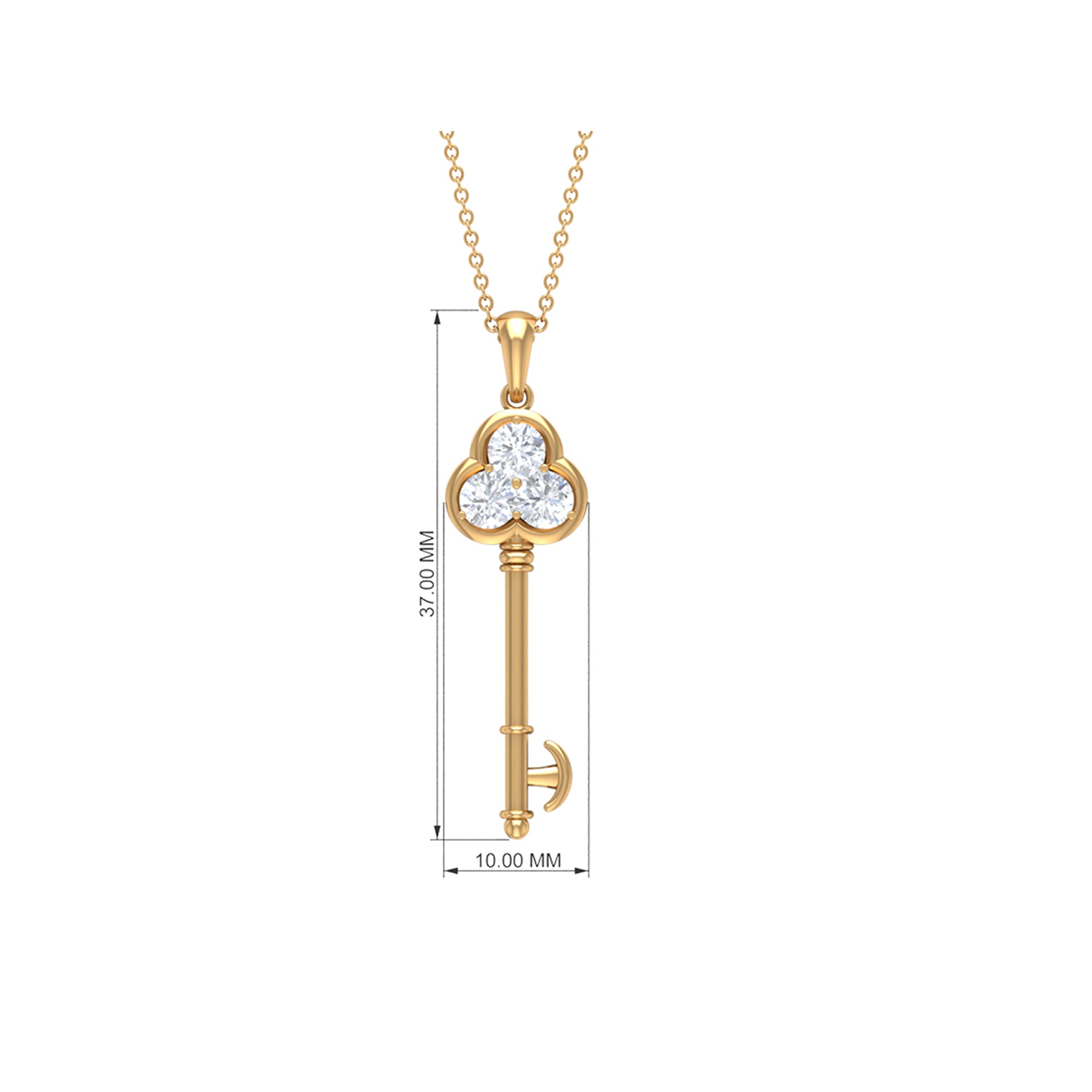 Elegant Cubic Zirconia Key Pendant Necklace Zircon - ( AAAA ) - Quality - Rosec Jewels