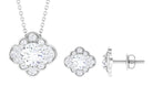 Nature Inspired Cubic Zirconia Pendant Earrings Set in Gold Zircon - ( AAAA ) - Quality - Rosec Jewels