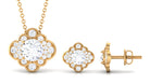 Nature Inspired Cubic Zirconia Pendant Earrings Set in Gold Zircon - ( AAAA ) - Quality - Rosec Jewels