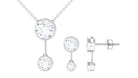 3 CT Bezel Set Round Zircon Minimal Drop Jewelry Set Zircon - ( AAAA ) - Quality - Rosec Jewels