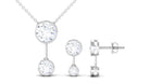 3 CT Bezel Set Round Zircon Minimal Drop Jewelry Set Zircon - ( AAAA ) - Quality - Rosec Jewels