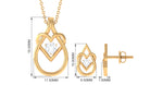 Round Zircon Gold Teardrop Heart Pendant and Earrings Set Zircon - ( AAAA ) - Quality - Rosec Jewels