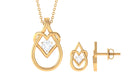 Round Zircon Gold Teardrop Heart Pendant and Earrings Set Zircon - ( AAAA ) - Quality - Rosec Jewels