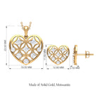 1.50 CT Zircon Heart Jewelry Set with Gold Cut Out Work Zircon - ( AAAA ) - Quality - Rosec Jewels