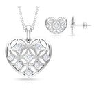 1.50 CT Zircon Heart Jewelry Set with Gold Cut Out Work Zircon - ( AAAA ) - Quality - Rosec Jewels