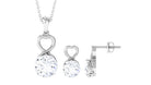 4 CT Certified Cubic Zirconia Gold Heart Solitaire Pendant Earrings Set Zircon - ( AAAA ) - Quality - Rosec Jewels