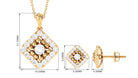 2 CT Zircon Bridal Pendant Earrings Set with Beaded Gold Zircon - ( AAAA ) - Quality - Rosec Jewels