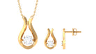 0.75 CT Cubic Zirconia Gold Teardrop Minimal Jewelry Set Zircon - ( AAAA ) - Quality - Rosec Jewels