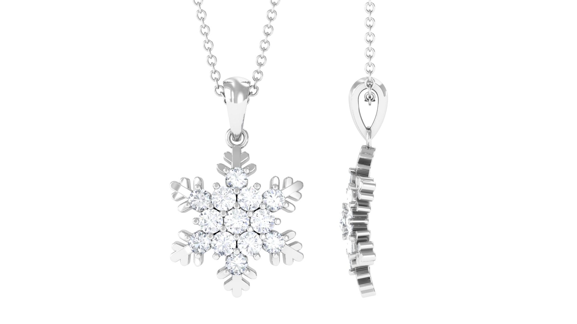 1.25 CT Certified Moissanite Snowflake Pendant in Gold Moissanite - ( D-VS1 ) - Color and Clarity - Rosec Jewels