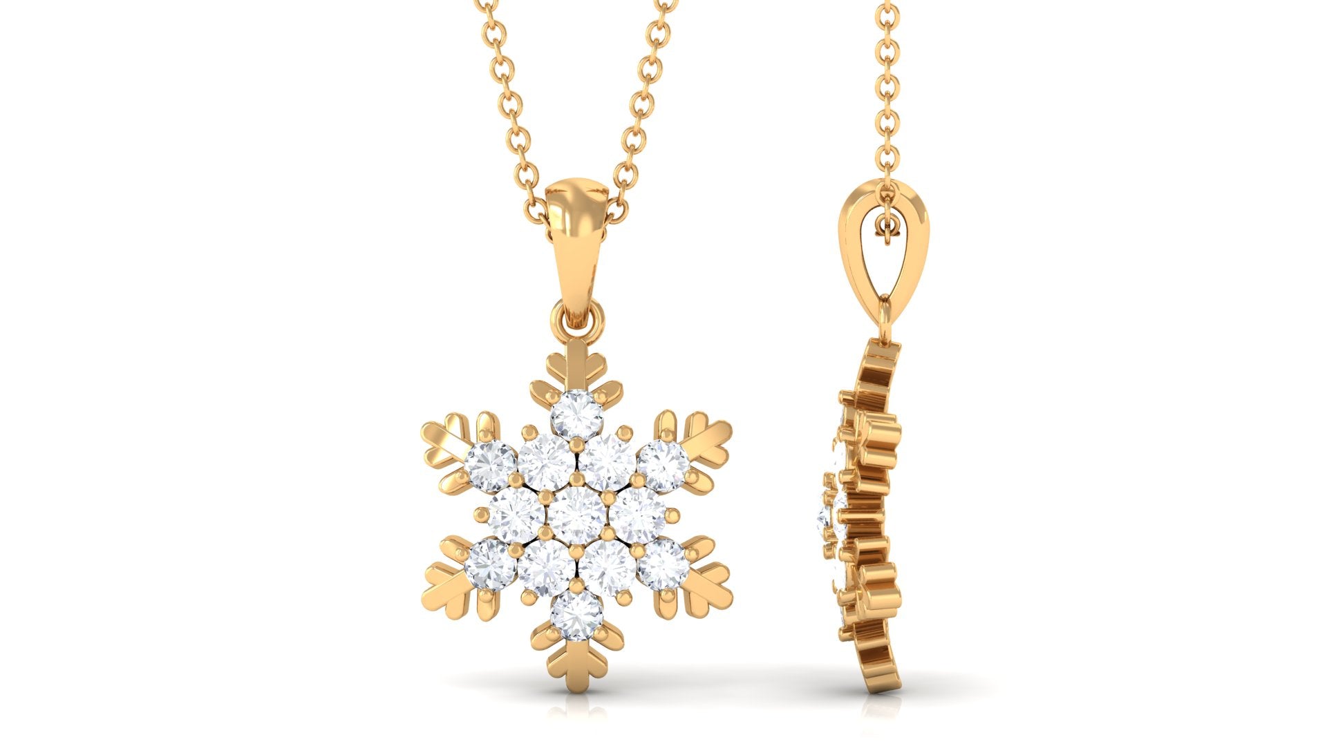 1.25 CT Certified Moissanite Snowflake Pendant in Gold Moissanite - ( D-VS1 ) - Color and Clarity - Rosec Jewels