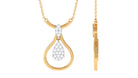 Certified Moissanite Teardrop Necklace in Illusion Setting Moissanite - ( D-VS1 ) - Color and Clarity - Rosec Jewels