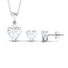 Heart Shape Moissanite Solitaire Pendant and Earrings Moissanite - ( D-VS1 ) - Color and Clarity - Rosec Jewels