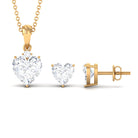 Heart Shape Moissanite Solitaire Pendant and Earrings Moissanite - ( D-VS1 ) - Color and Clarity - Rosec Jewels