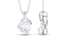 Designer Zircon Solitaire Teardrop Pendant Necklace Zircon - ( AAAA ) - Quality - Rosec Jewels