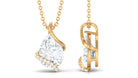 Designer Zircon Solitaire Teardrop Pendant Necklace Zircon - ( AAAA ) - Quality - Rosec Jewels