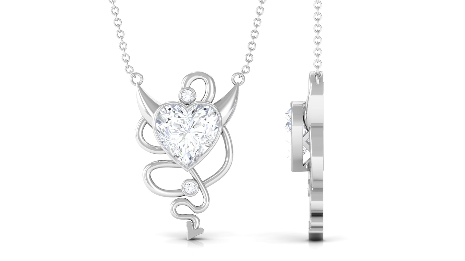 2 CT Heart Cubic Zirconia Contemporary Solitaire Necklace in Bezel Setting Zircon - ( AAAA ) - Quality - Rosec Jewels