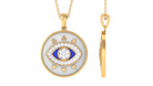 Moissanite and Evil Eye Disc Pendant Necklace Moissanite - ( D-VS1 ) - Color and Clarity - Rosec Jewels