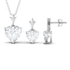 Heart Shape Moissanite Solitaire Jewellery Set Moissanite - ( D-VS1 ) - Color and Clarity - Rosec Jewels