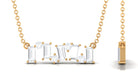 Cluster Bar Necklace with Baguette and Round Cut Zircon Zircon - ( AAAA ) - Quality - Rosec Jewels