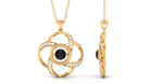 Modern Flower Pendant with Round Black Diamond and Diamond Black Diamond - ( AAA ) - Quality - Rosec Jewels