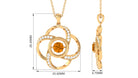 Modern Flower Pendant with Round Citrine and Diamond Citrine - ( AAA ) - Quality - Rosec Jewels