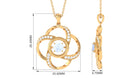 Modern Flower Pendant with Round Moonstone and Diamond Moonstone - ( AAA ) - Quality - Rosec Jewels