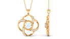 Modern Flower Pendant with Round Moonstone and Diamond Moonstone - ( AAA ) - Quality - Rosec Jewels