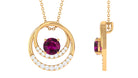 Real Rhodolite and Diamond Open Circle Pendant Rhodolite - ( AAA ) - Quality - Rosec Jewels