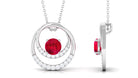 Classic Created Ruby and Diamond Open Circle Pendant Lab Created Ruby - ( AAAA ) - Quality - Rosec Jewels