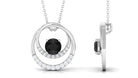 Real Black Onyx and Diamond Open Circle Pendant Black Onyx - ( AAA ) - Quality - Rosec Jewels