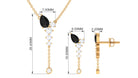 Minimal Black Onyx Dangle Necklace and Earrings Set in Gold with Moissanite Black Onyx - ( AAA ) - Quality - Rosec Jewels