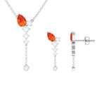 Pear Shape Orange Sapphire and Diamond Jewelry Set Orange Sapphire - ( AAA ) - Quality - Rosec Jewels