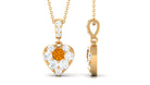 Round Citrine and Moissanite Heart Pendant with Decorative Bail Citrine - ( AAA ) - Quality - Rosec Jewels