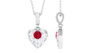 Certified Created Ruby and Moissanite Heart Pendant Necklace Lab Created Ruby - ( AAAA ) - Quality - Rosec Jewels