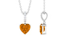 6 MM Heart Shape Citrine Solitaire Pendant with Diamond Accent Bail Citrine - ( AAA ) - Quality - Rosec Jewels